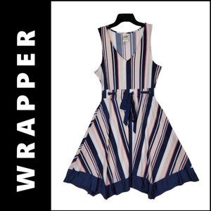 Wrapper Dress Size Medium Women Fit & Flare Tunic Stripe Print